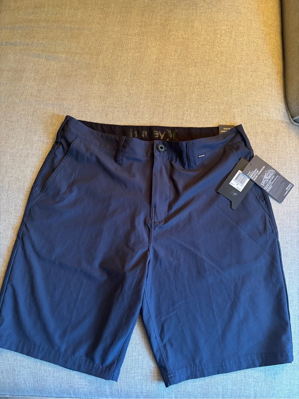 Hurley Men's Dark Navy Flat Front Stretch Shorts unlined